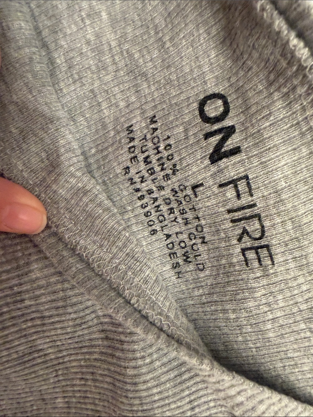 On Fire Gray Ribbed Short Sleeve Tee - Picture 2 of 3